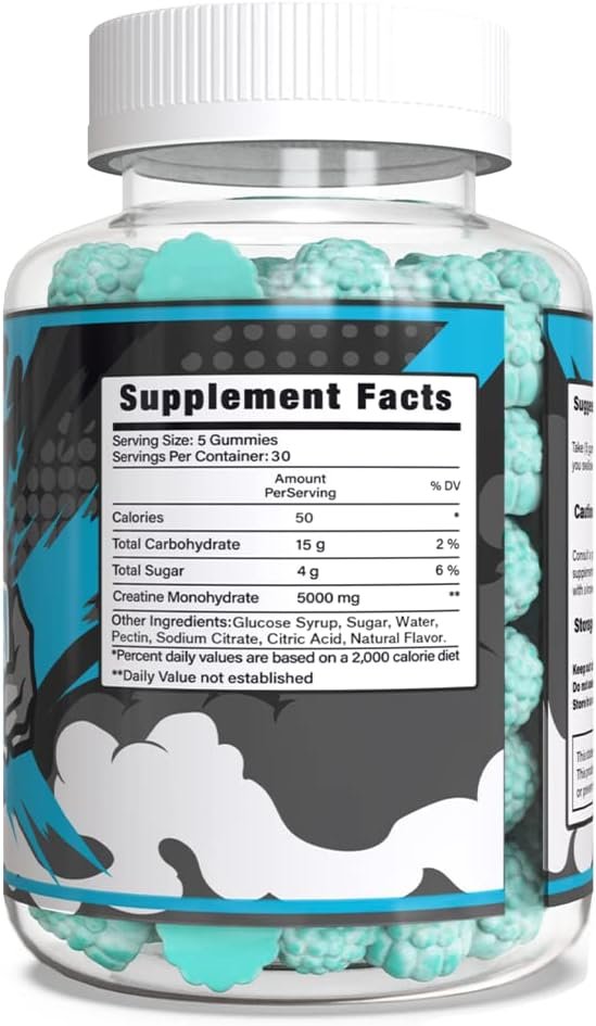 AzeilSupps Creatine Monohydrate Gummies Boost Strength, Power, and Muscle Growth Correctly Dosed 5G Creatine Monohydrate Per Serving