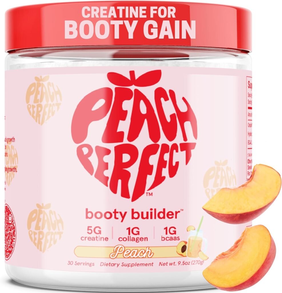 Creatine for Women Booty Builder, Muscle Builder, Energy Boost, Peach Flavor, Cognition Aid | Collagen, BCAA, Lean Muscle, Creatine Monohydrate Micronized Powder, Alt Creapure, 30 Svgs