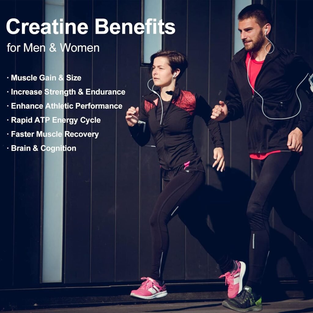 Creatine Monohydrate Gummies for Men  Women 5g, Sugar Free Chewable Creatine for Muscle Gain  Strength, ATP Energy, Muscle Recovery, Brain Health, Gluten Free, Non-GMO, 99% Absorbed, 30 Servings