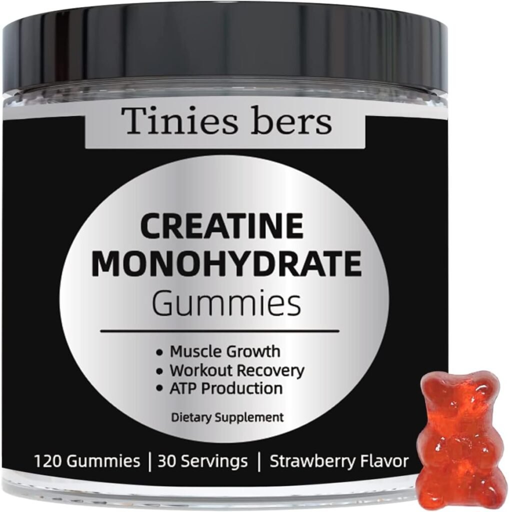 Creatine Monohydrate Gummies for Men  Women 5g, Sugar Free Chewable Creatine for Muscle Gain  Strength, ATP Energy, Muscle Recovery, Brain Health, Gluten Free, Non-GMO, 99% Absorbed, 30 Servings