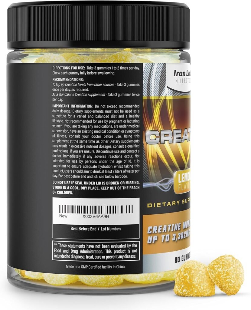 Iron Labs Nutrition Creatine for Men  Women (90 Gummies) - 3,382mg per Serving - Genuine Dosing - Lemon Flavour Gummies - Creatine Monohydrate