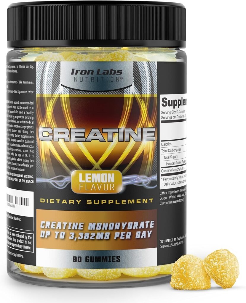Iron Labs Nutrition Creatine for Men  Women (90 Gummies) - 3,382mg per Serving - Genuine Dosing - Lemon Flavour Gummies - Creatine Monohydrate